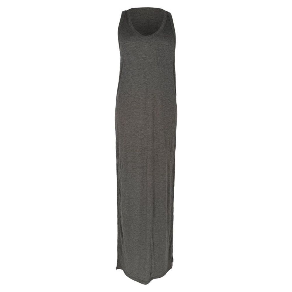 T by Alexander Wang Racerback Jersey Fitted Maxi Dress in Gray Rayon